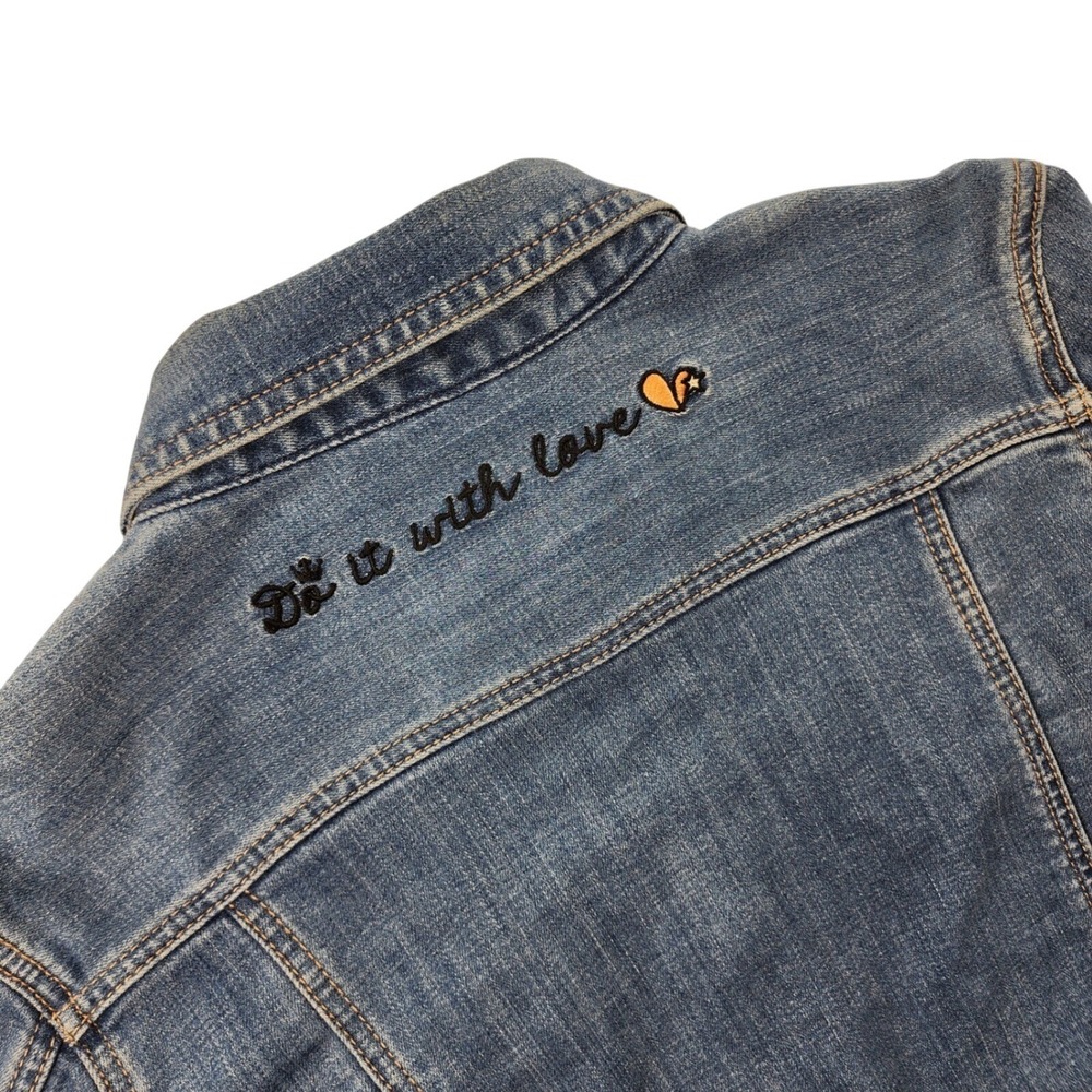 E-LAND Denim Trucker Jacket Womens Small Blue Medium Wash Cotton Classic